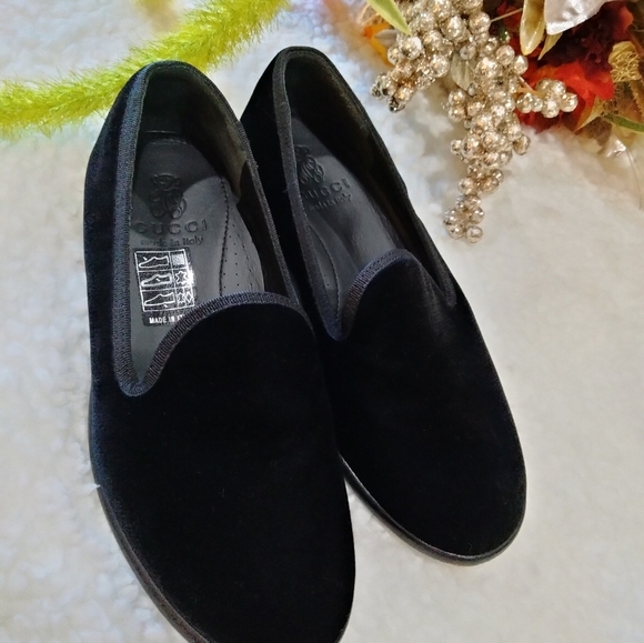 Gucci kids loafers black velvet slip on dress shoes size 29 us 12 unisex - Picture 5 of 11